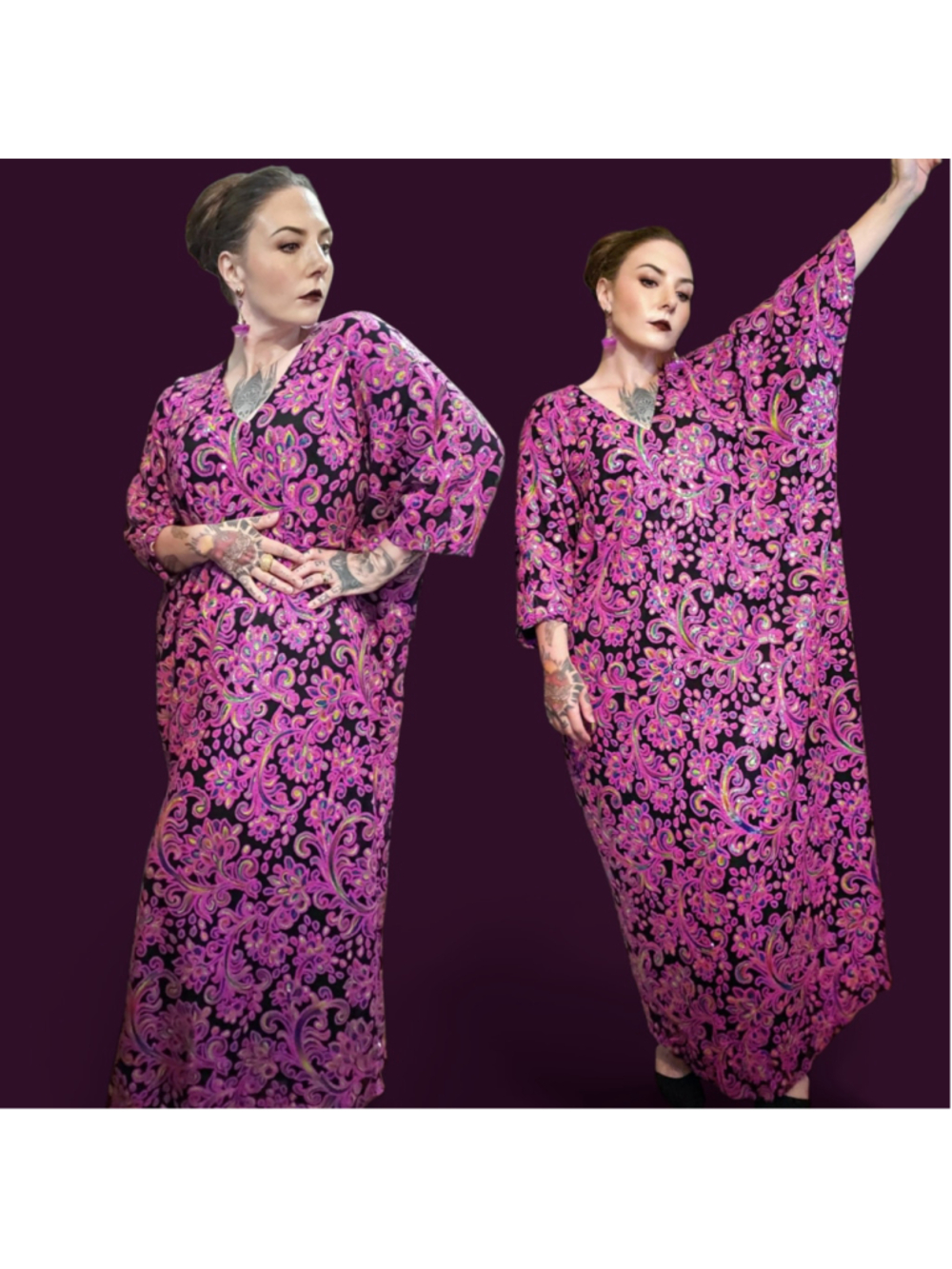 Teggy French Rainbow Floral Sequin Kaftan Teggy 2.0